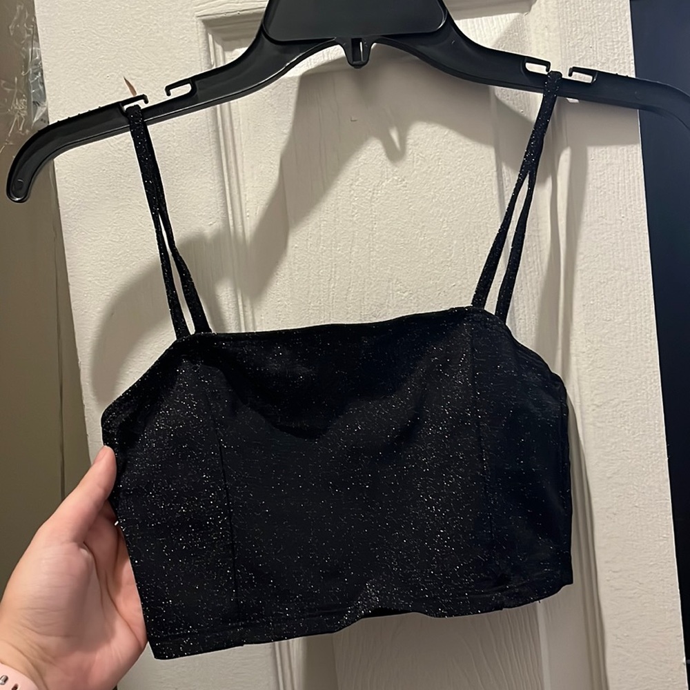 Sparkle black crop top